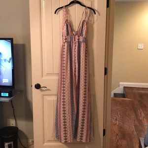Colorful double-spaghetti strap maxi dress